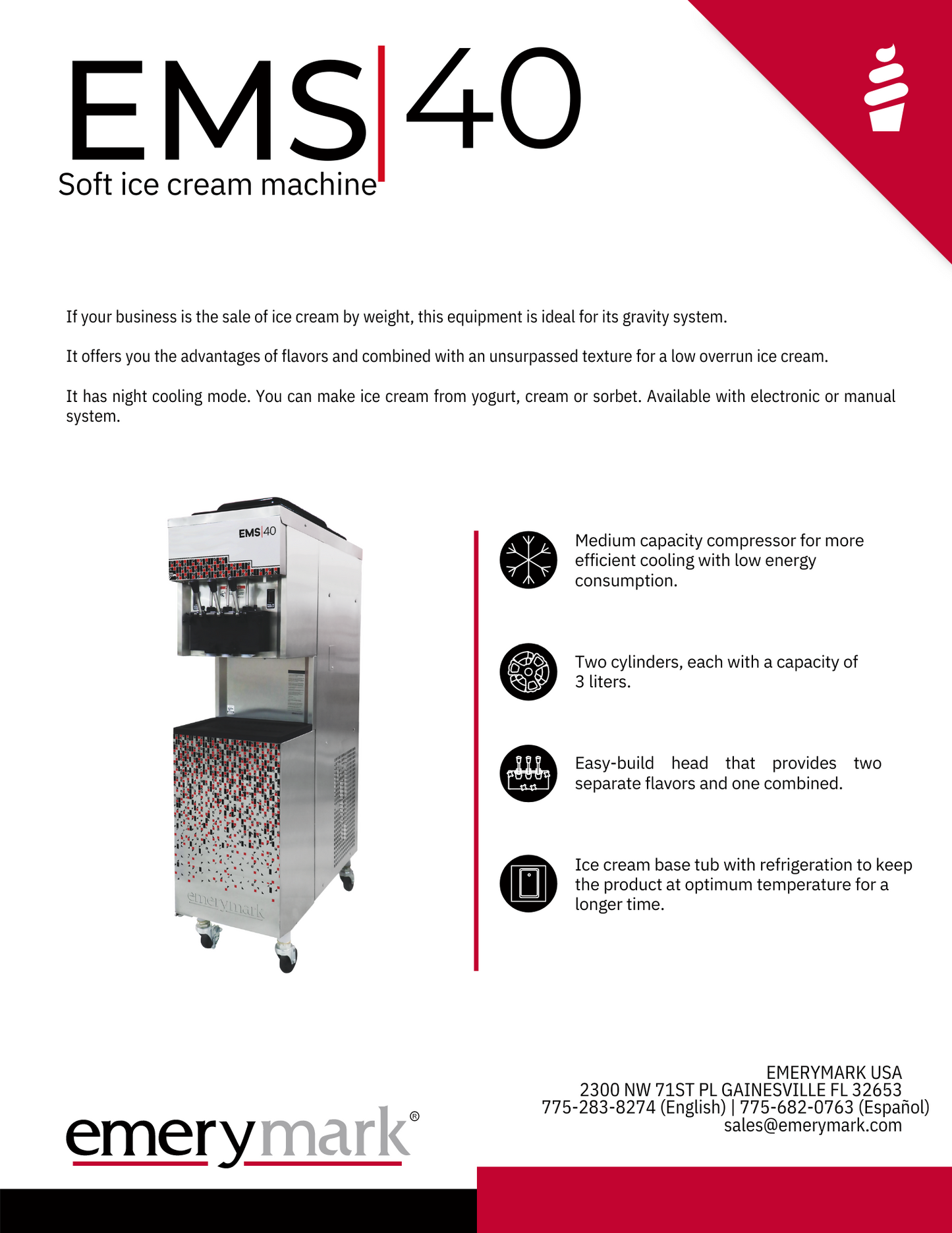 EMS40 Soft Serve Ice Cream Machine