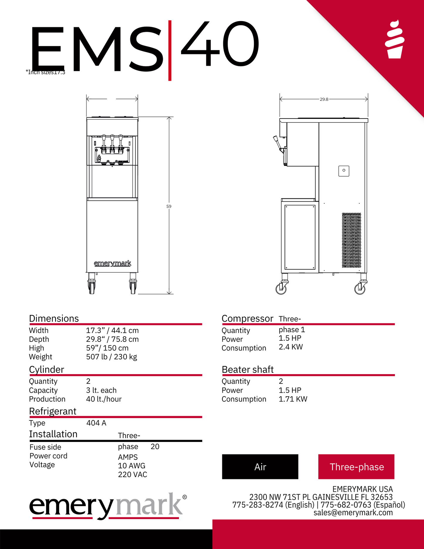 EMS40 Soft Serve Ice Cream Machine