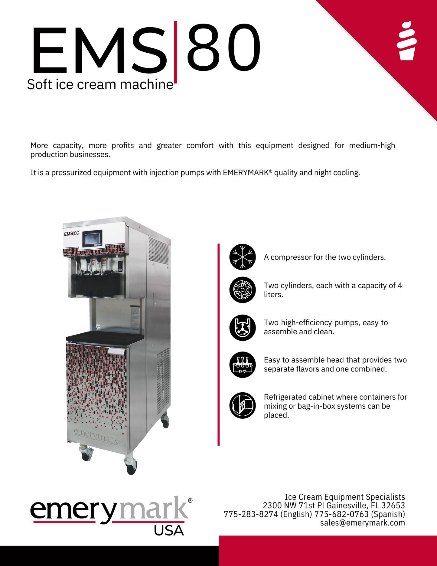 EMS80 Soft Serve Ice Cream Machine
