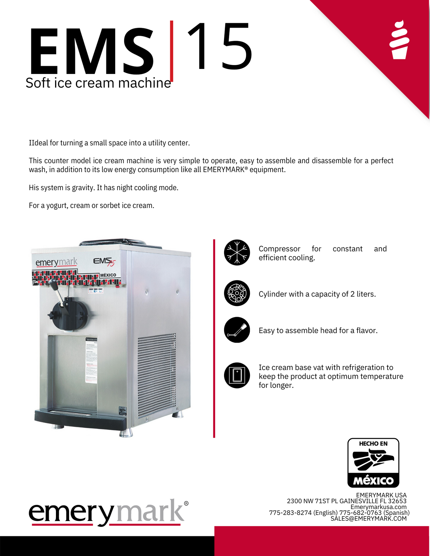 EMS15 Soft Serve Ice Cream Machine