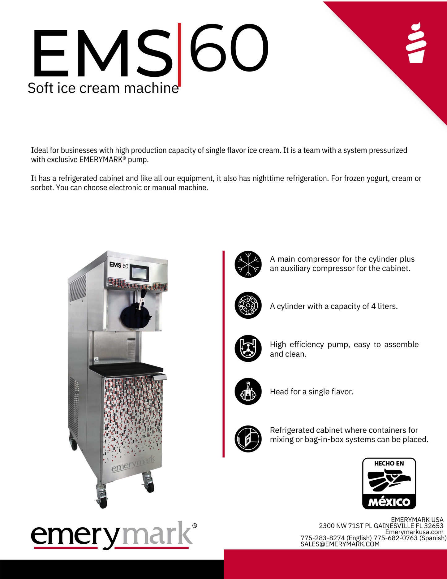 EMS60 Soft Serve Ice Cream Machine